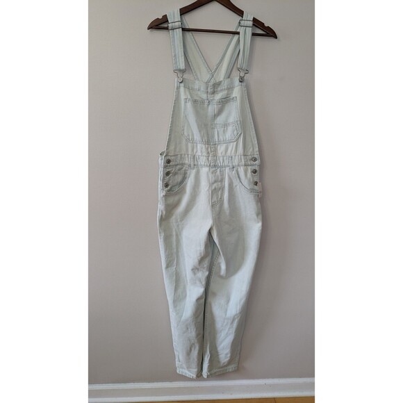We The Free Ziggy Womens Denim Overalls Sz Small Bleach Bloom Boho Relaxed NWT - Picture 1 of 12